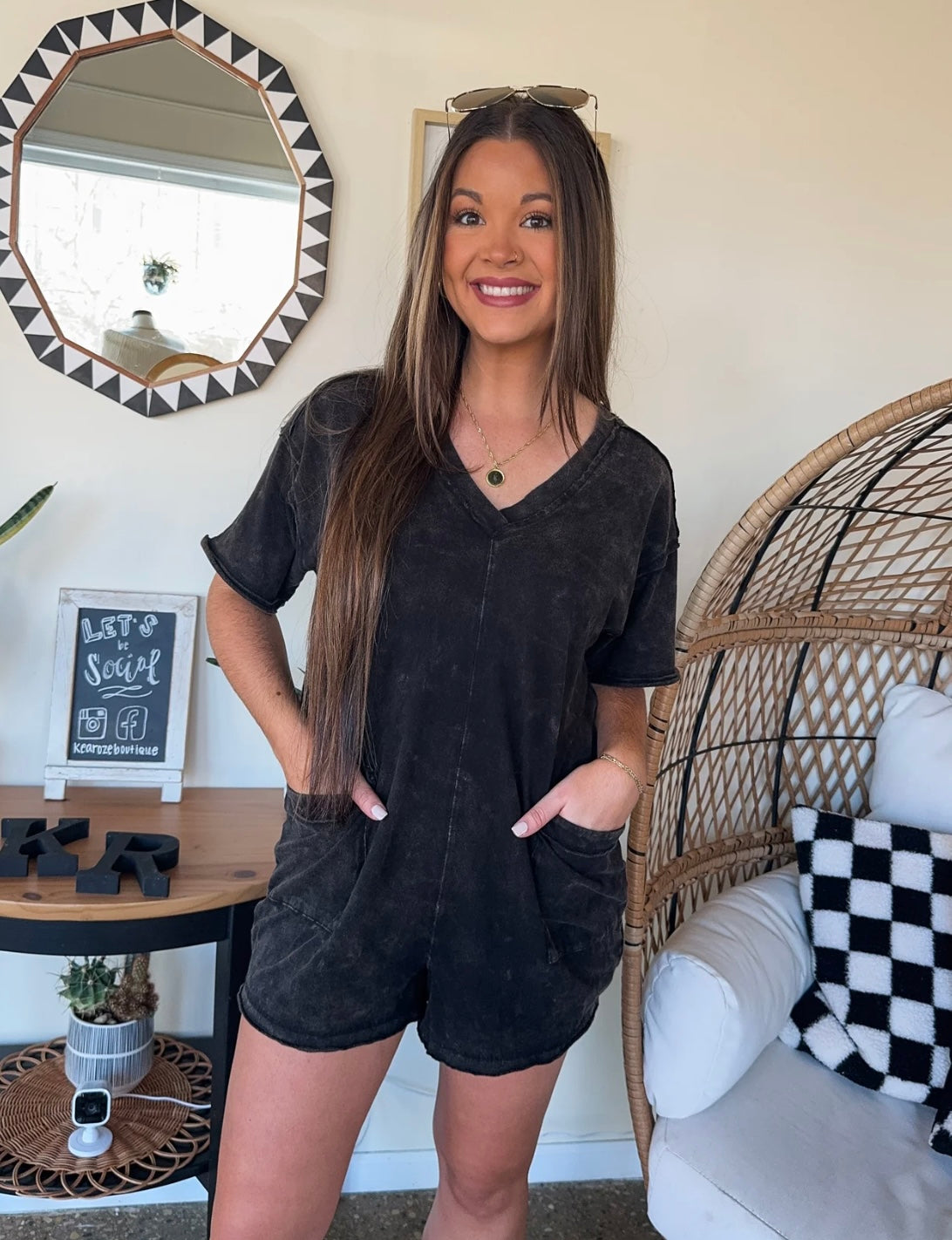 Washed Oversized Romper