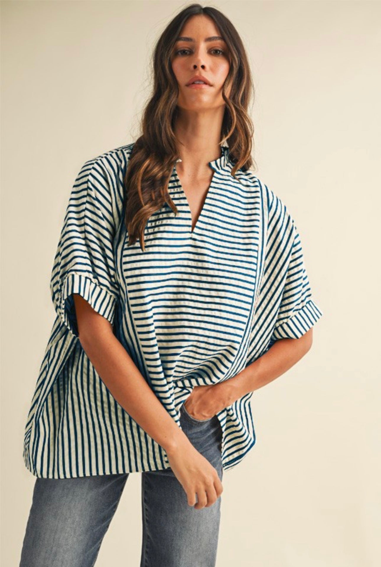 Stripe Ruffle Blouse