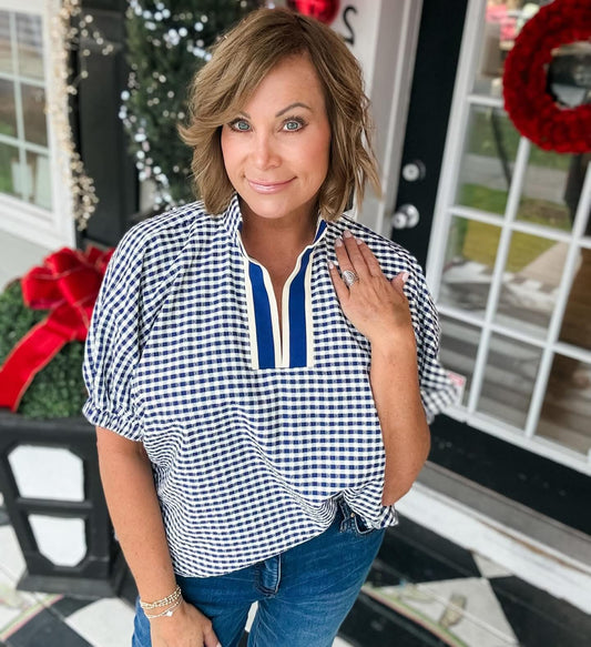 Gingham Dolman Top