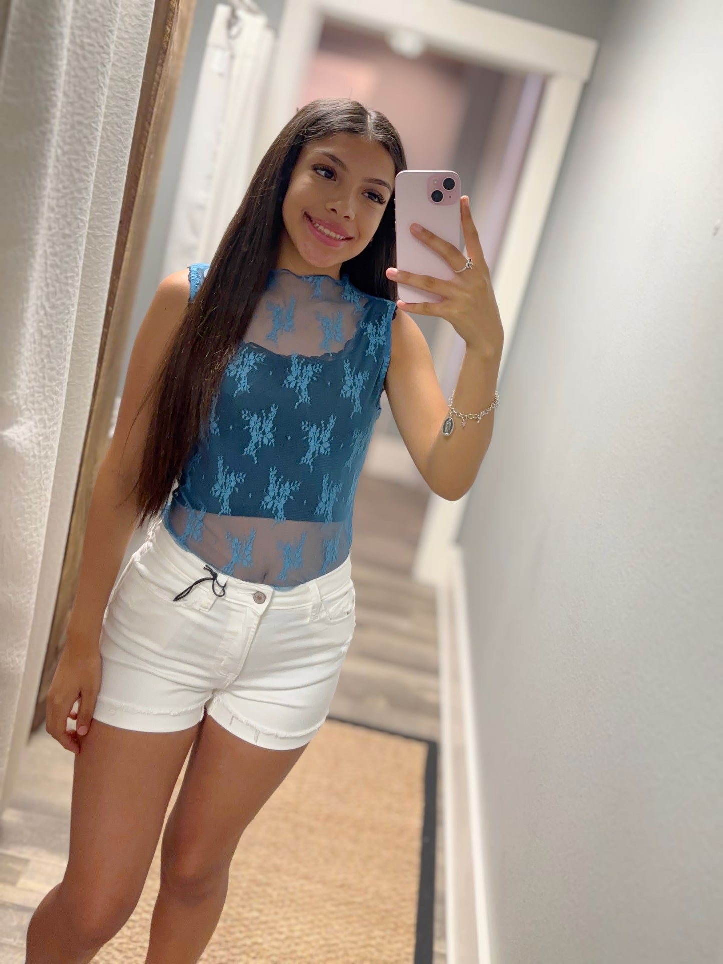 Raw Hem White Denim Shorts