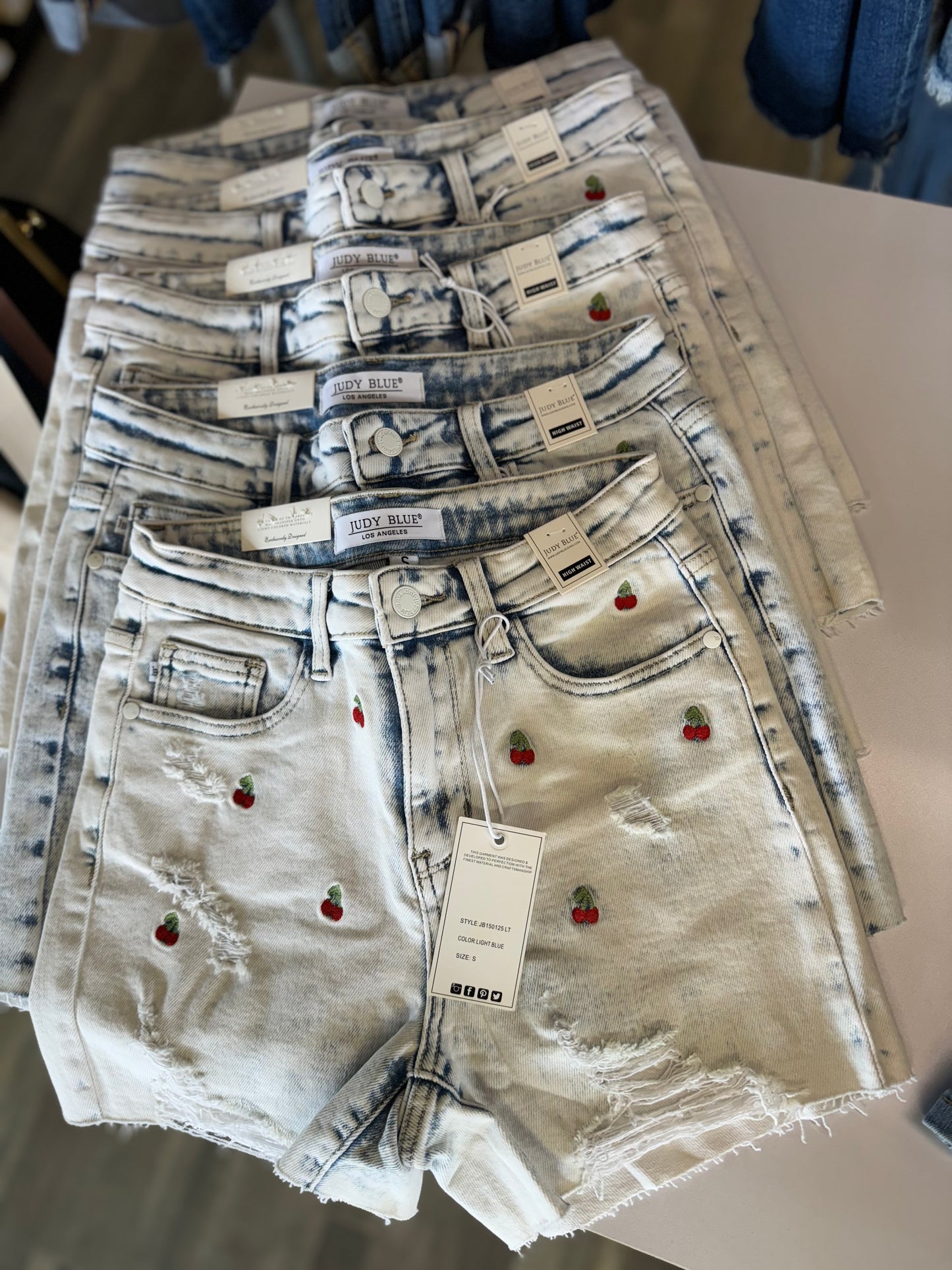 JB Cherry Embroidered Shorts