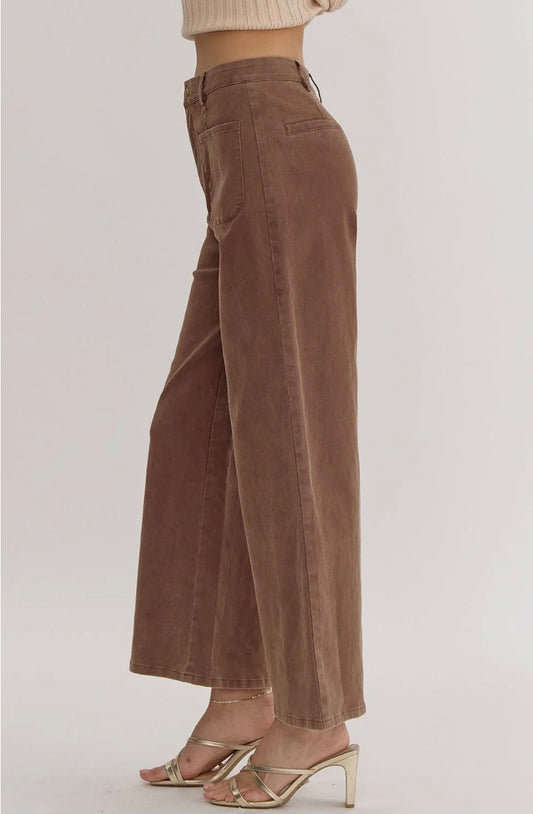 Brown Ankle Length Pants