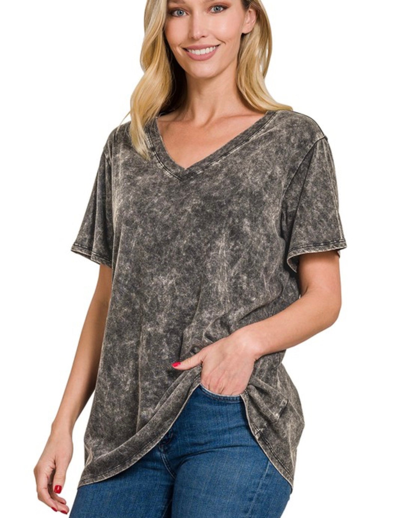 Mineral Washed V-Neck Tee