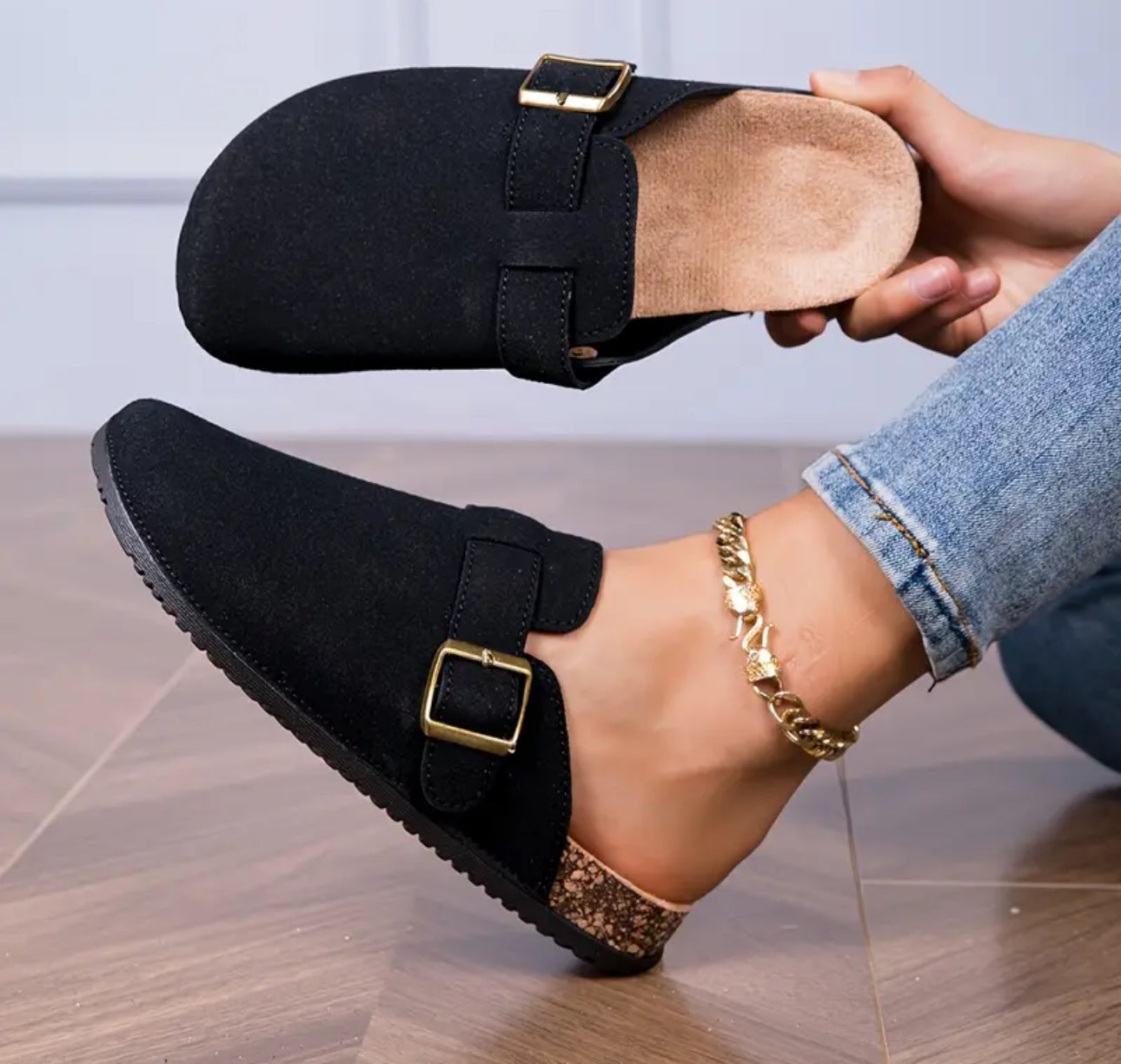 Black Suede Clogs