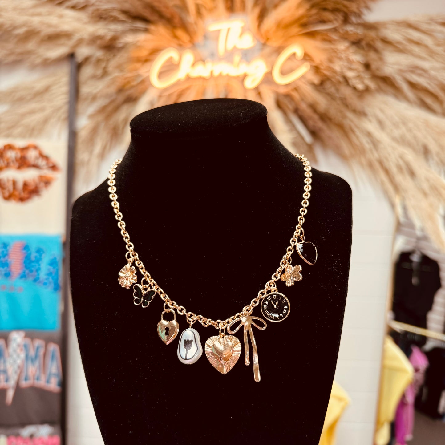 Bow Lock Charm Necklace