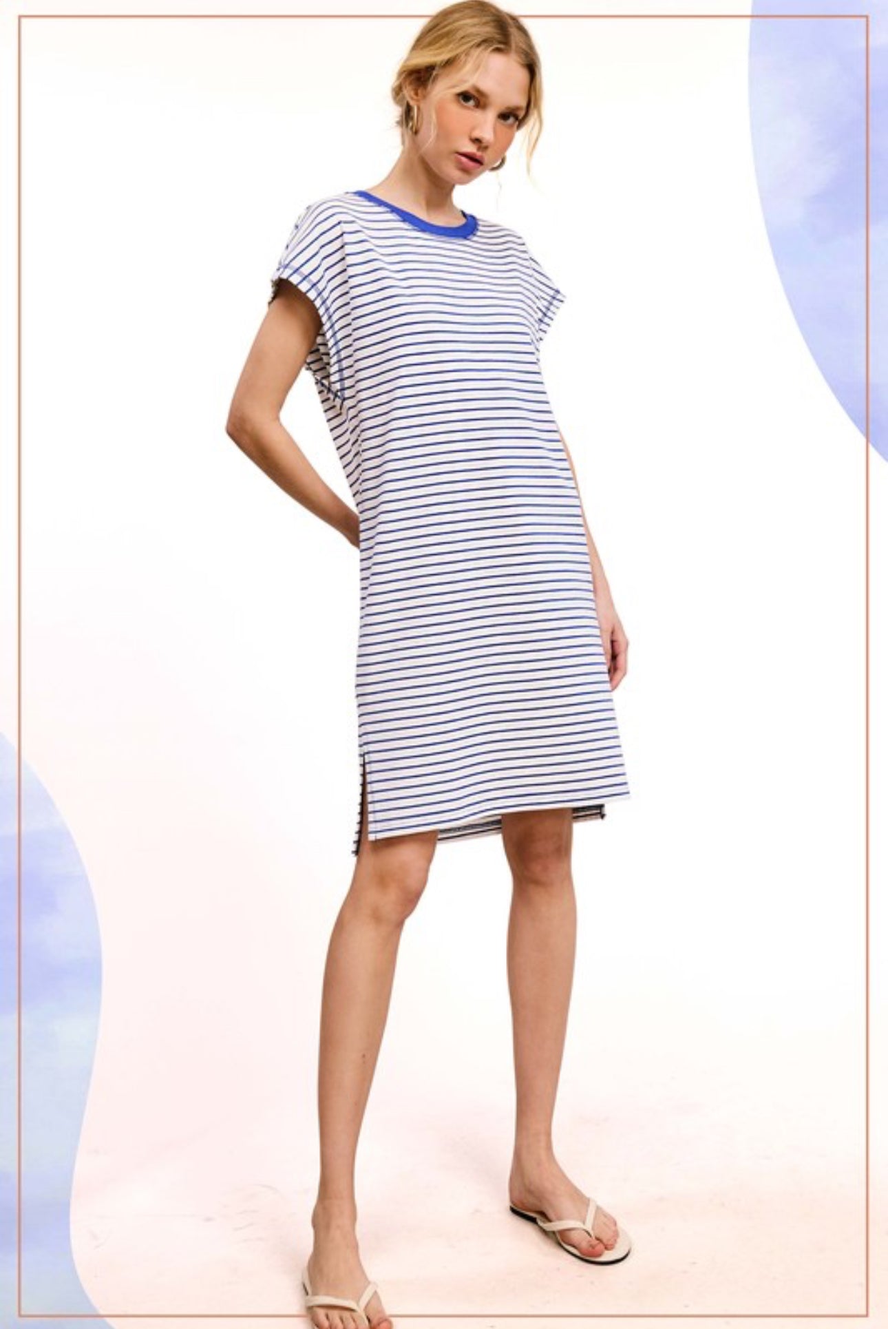 Blue Striped T-Shirt Dress