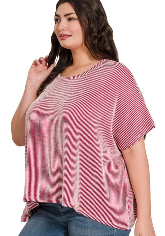 Curvy Ribbed Oversized Top