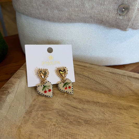 Ceramic Heart Drop Earrings