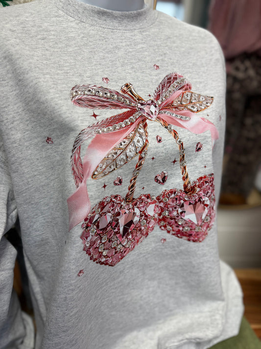 Cherry Hearts Bling Sweater