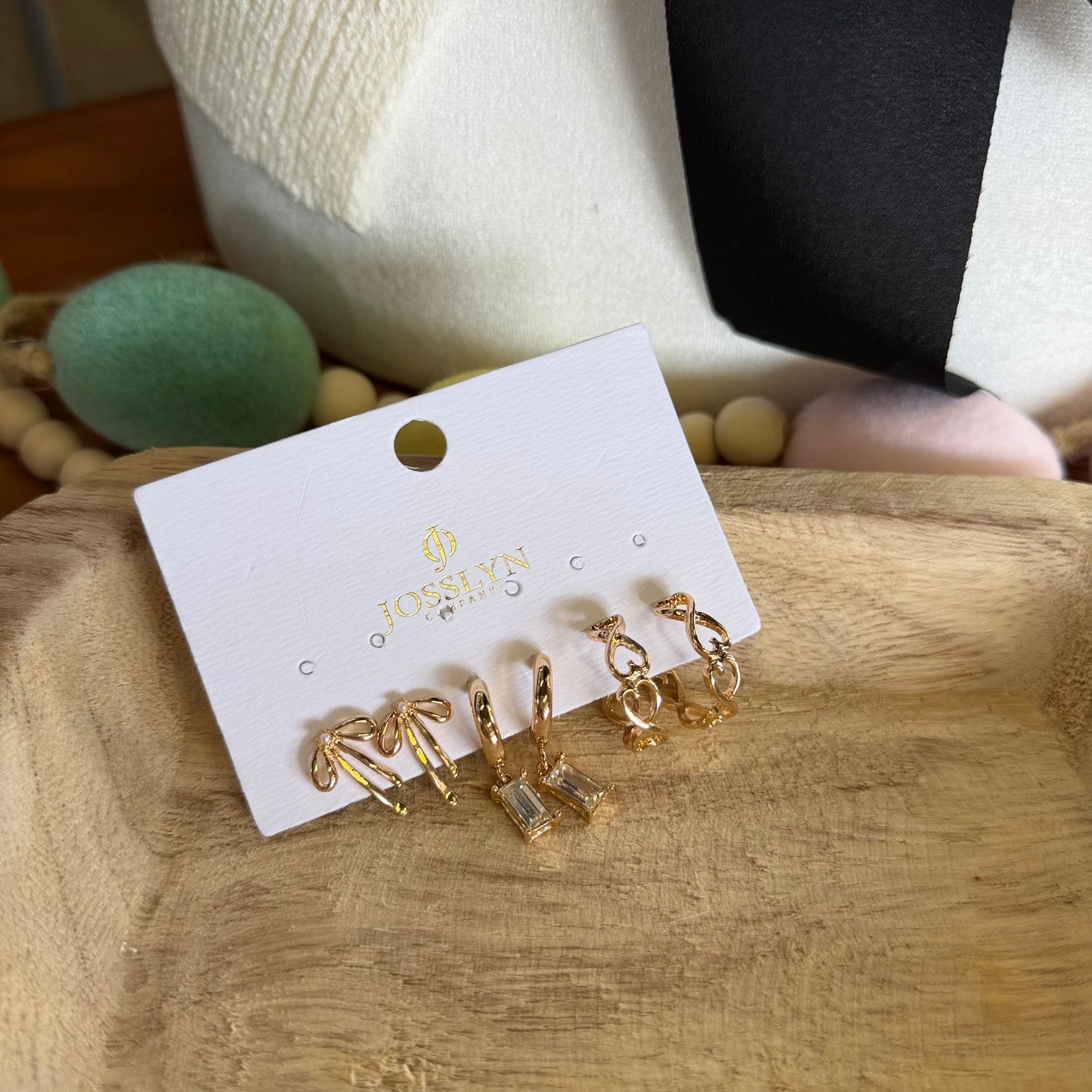 Baguette Bow Trio Earrings