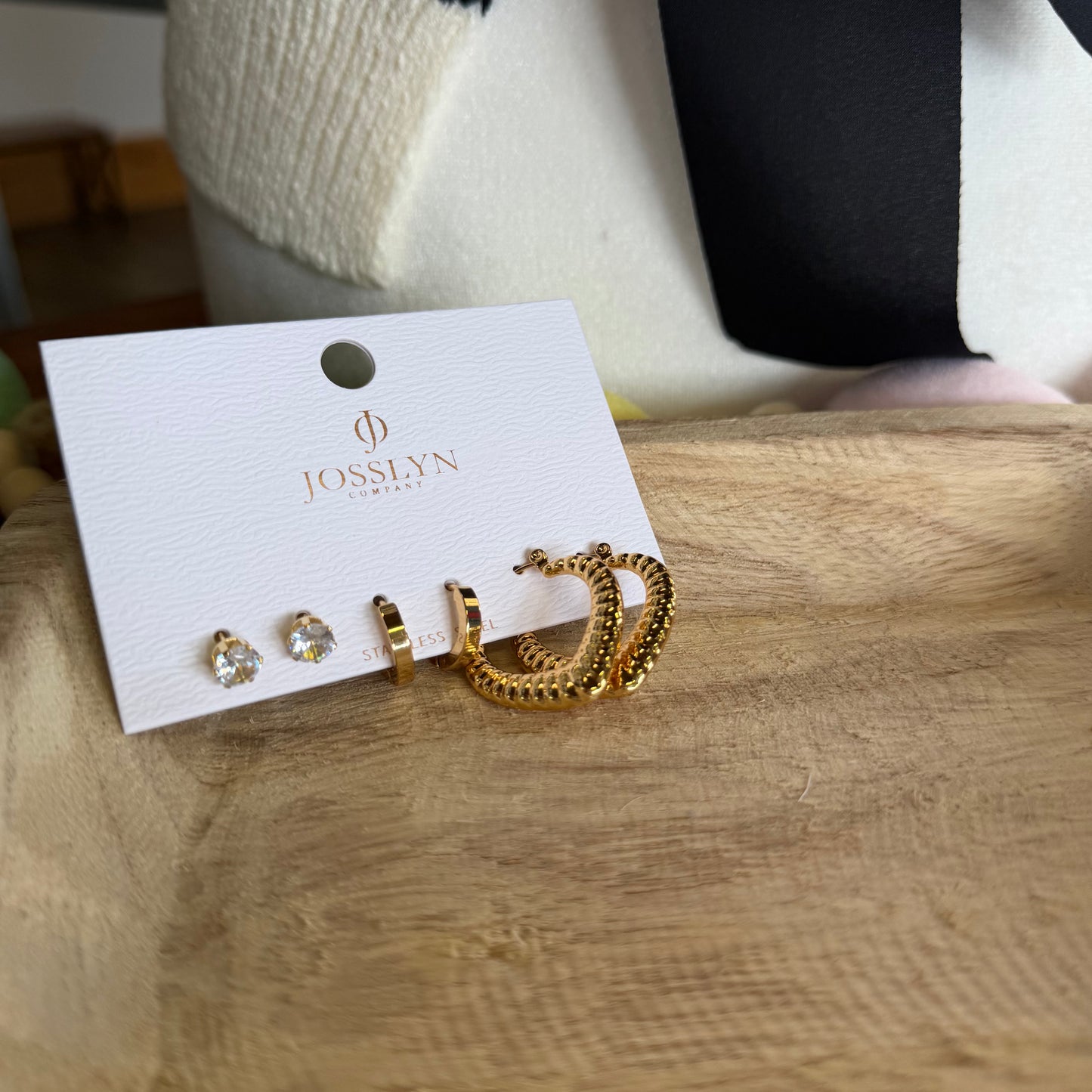 Stainless Trio Bubble Hoop Earrings