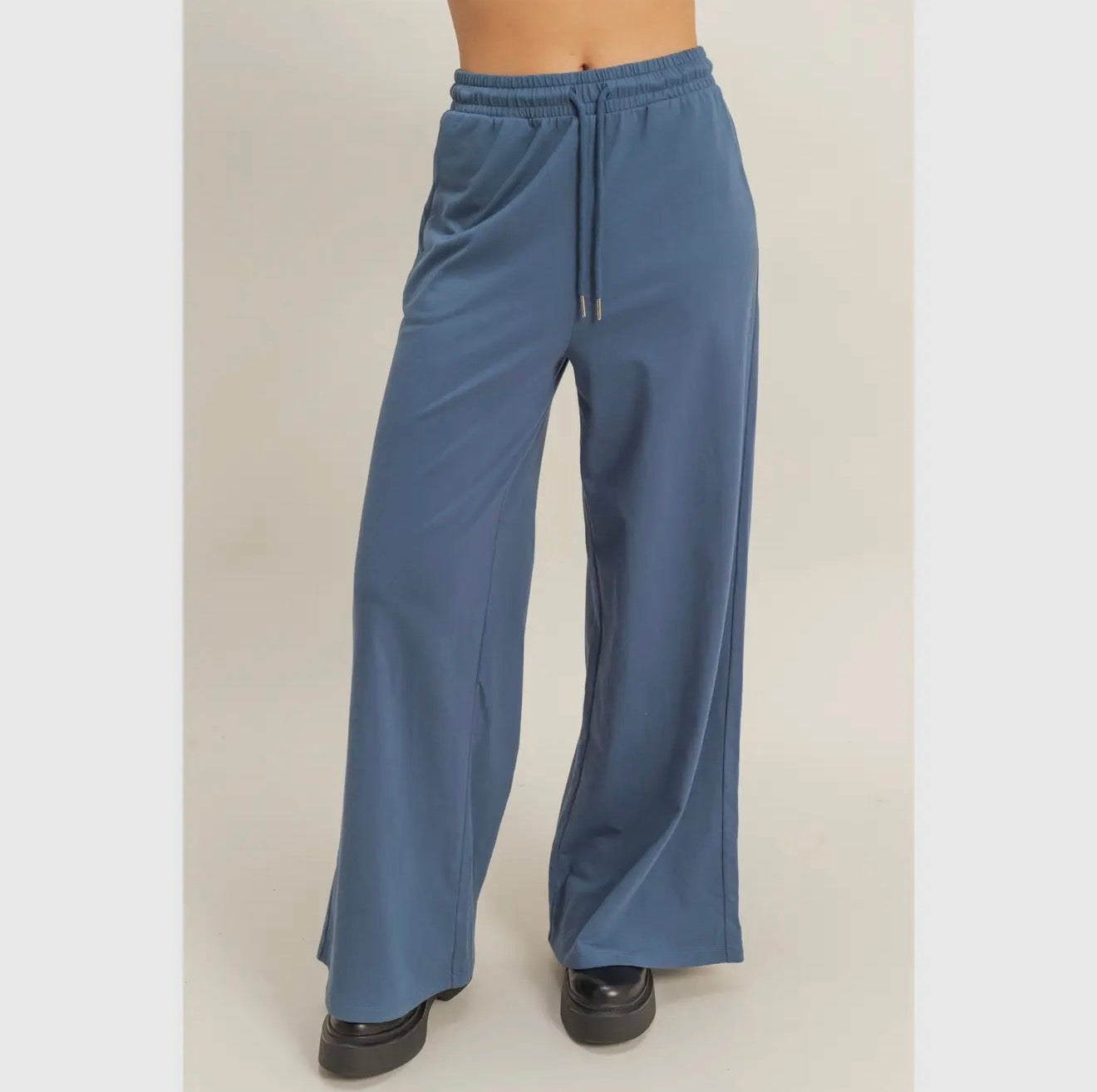 Dusty Navy Wide Leg Pants
