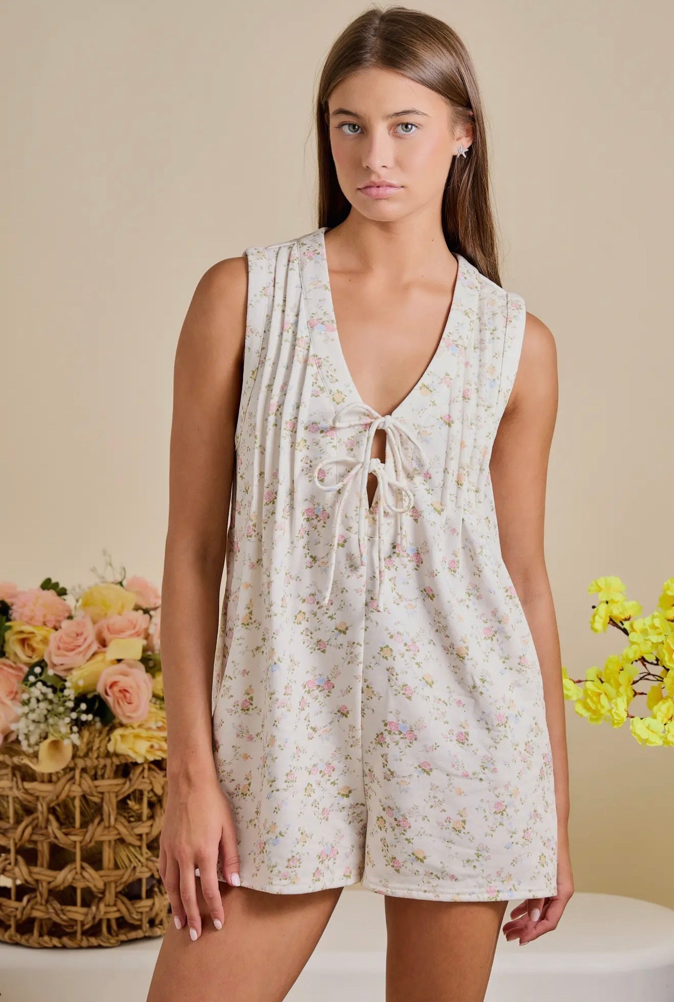 Ivory Floral Romper