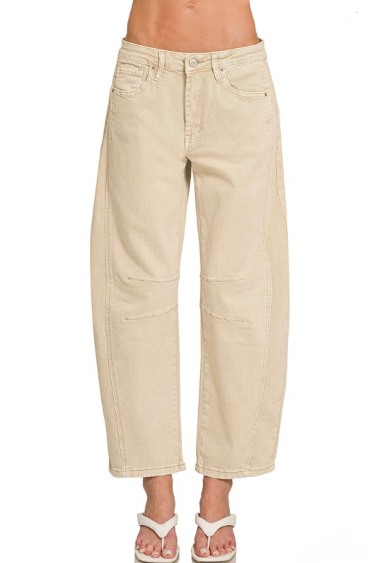 Sand Beige Barrel Pants