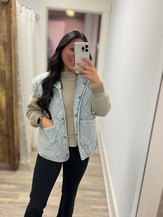 Washed Denim Vest