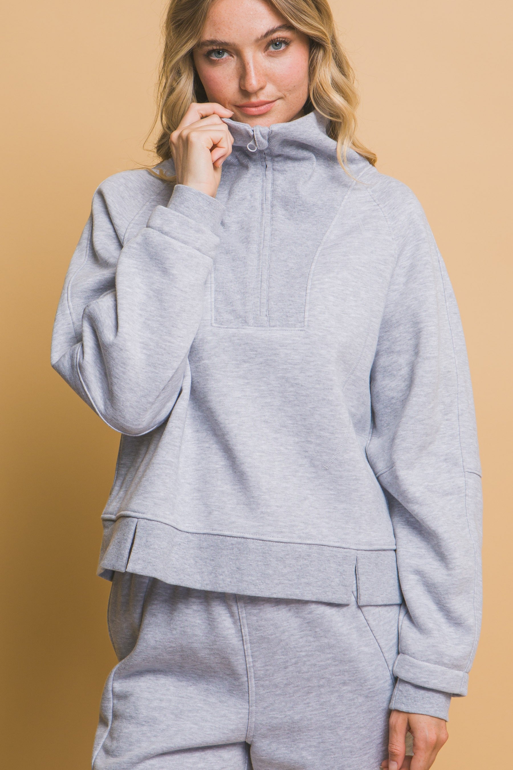 Half Zip Funnel Neck Sweatshirt