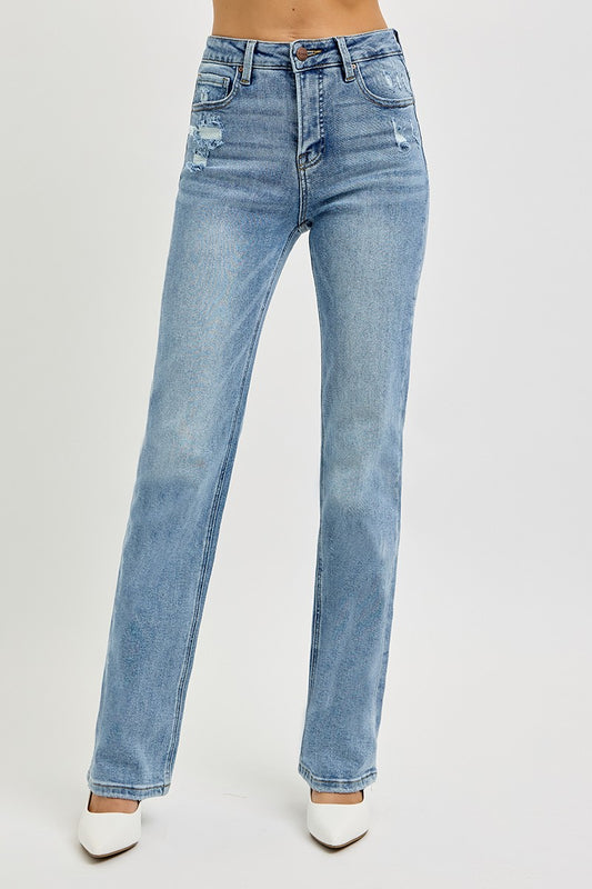 Tummy Control Distressed Jeans