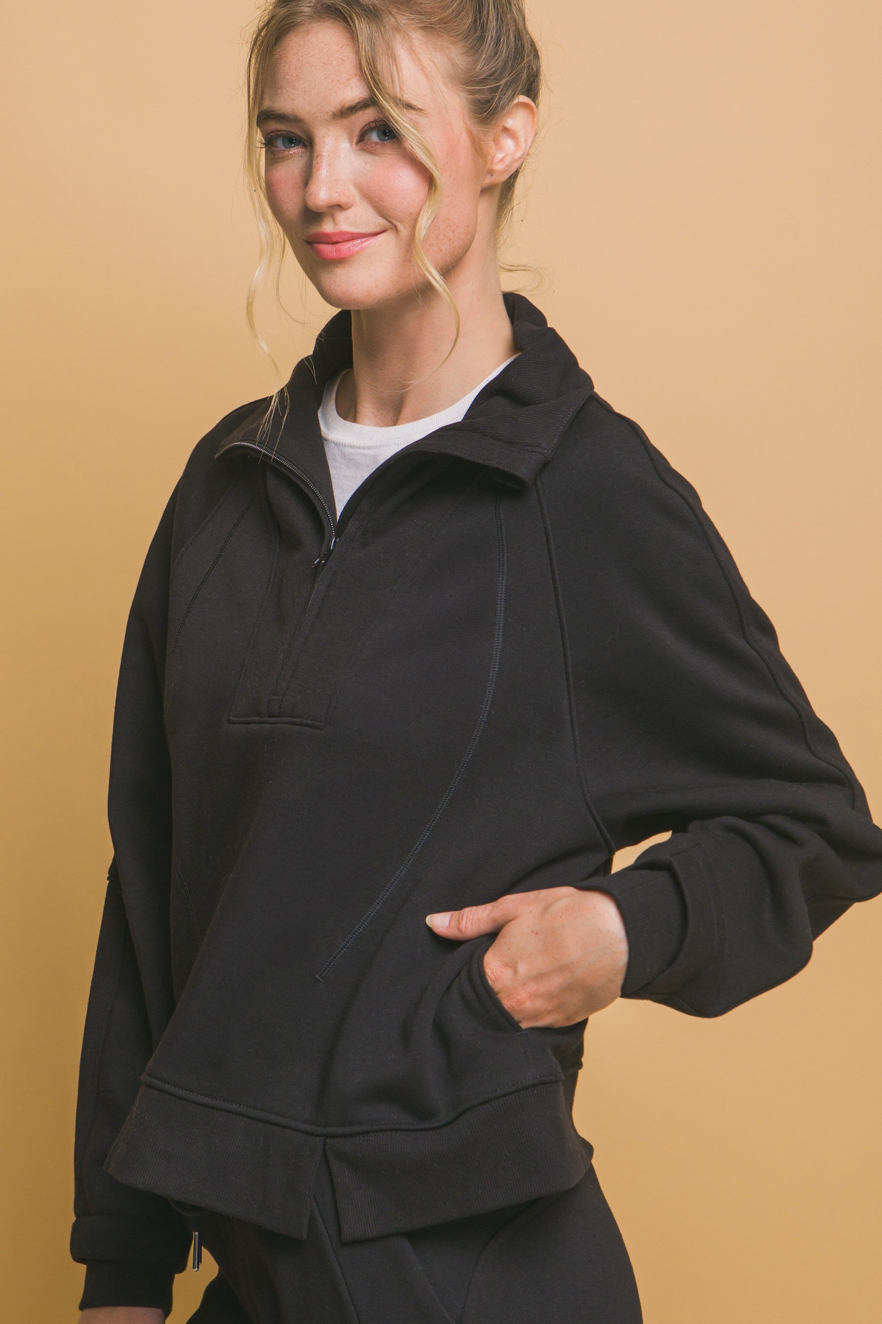 Half Zip Funnel Neck Sweatshirt