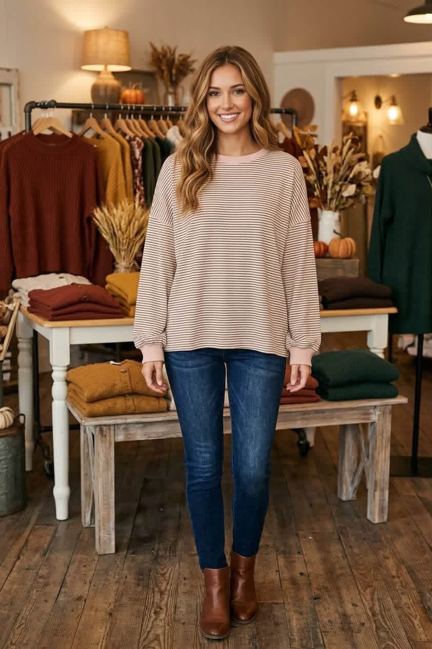Oat & Mocha Vintage Stripe Pullover