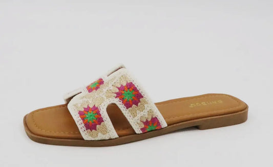 Ivory Crochet Flat Sandal
