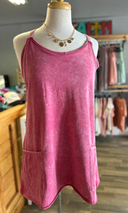 Acid Washed Mini Dress With Romper Liner