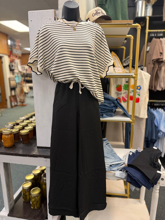 Black Twill Linen Pants