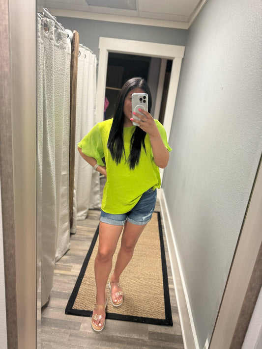 Flutter Sleeve Lime Top