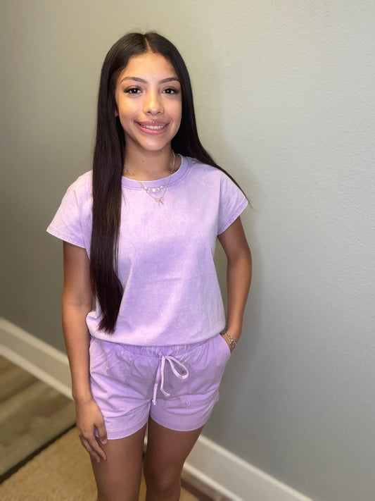 Washed Top & Shorts Set