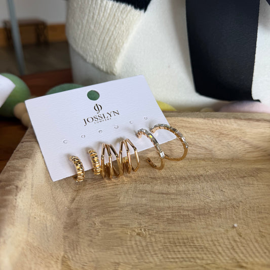 Geo Hoop Trio Earrings