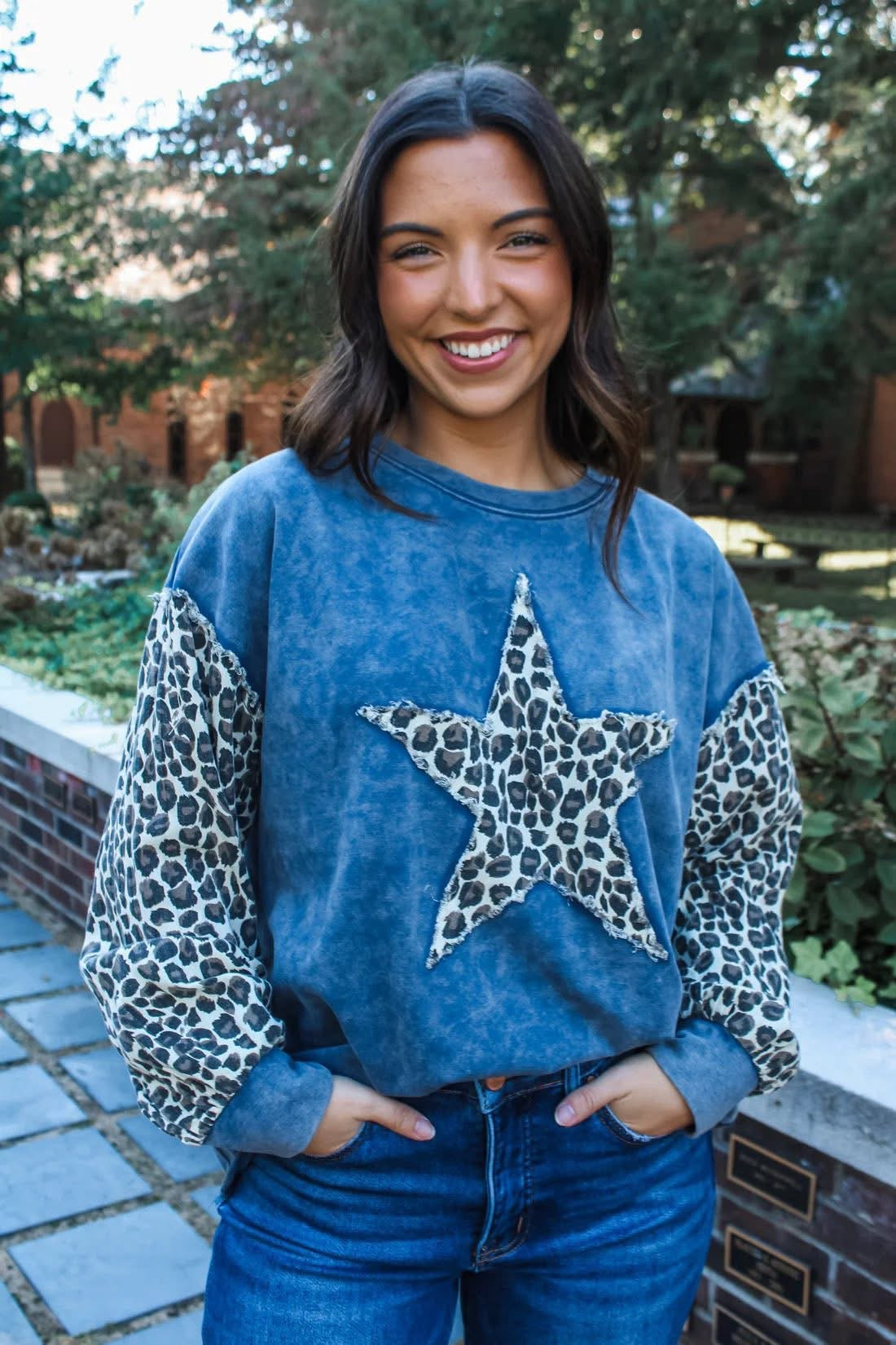 Blue Leopard Sweater