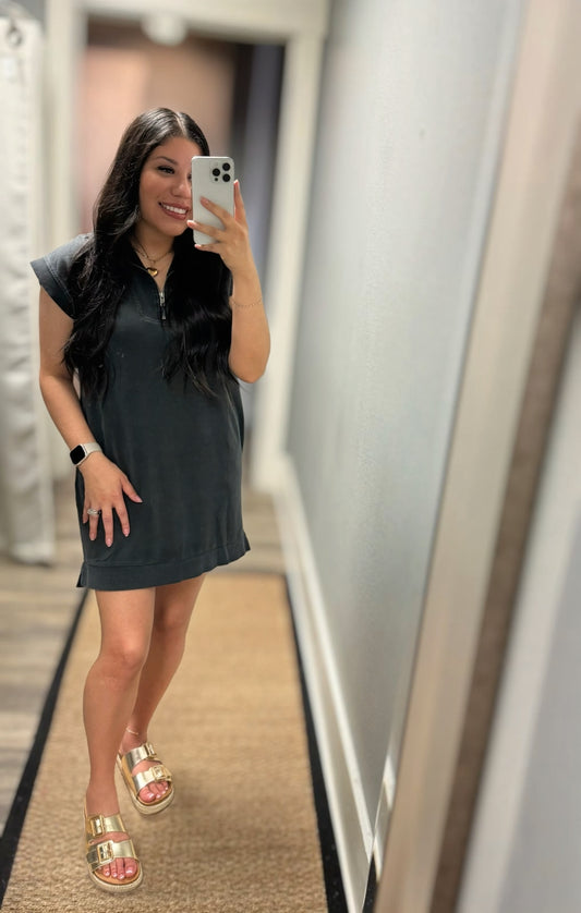 Half Zip Up Mock Dress