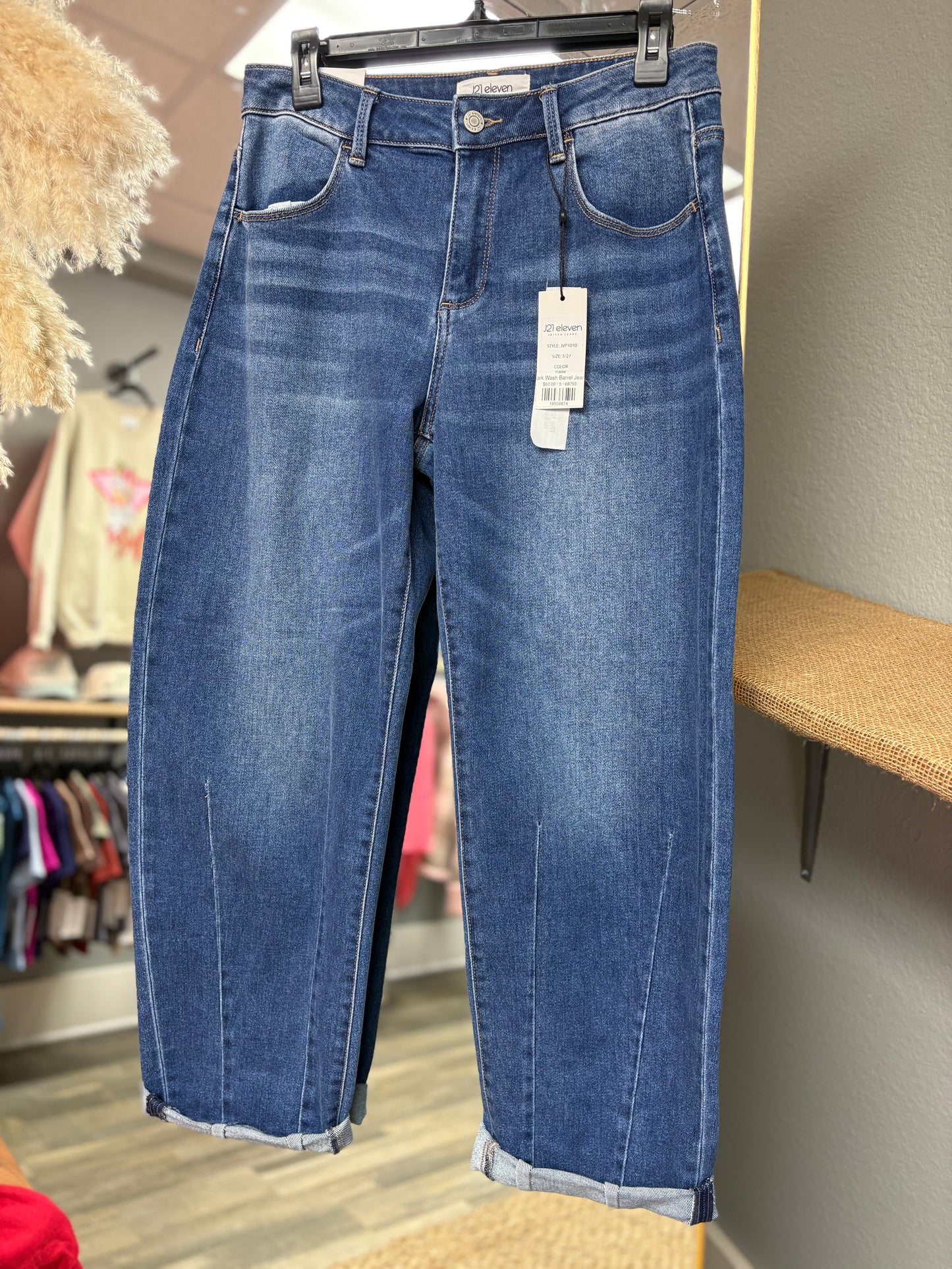 Dark Wash Barrel Jeans