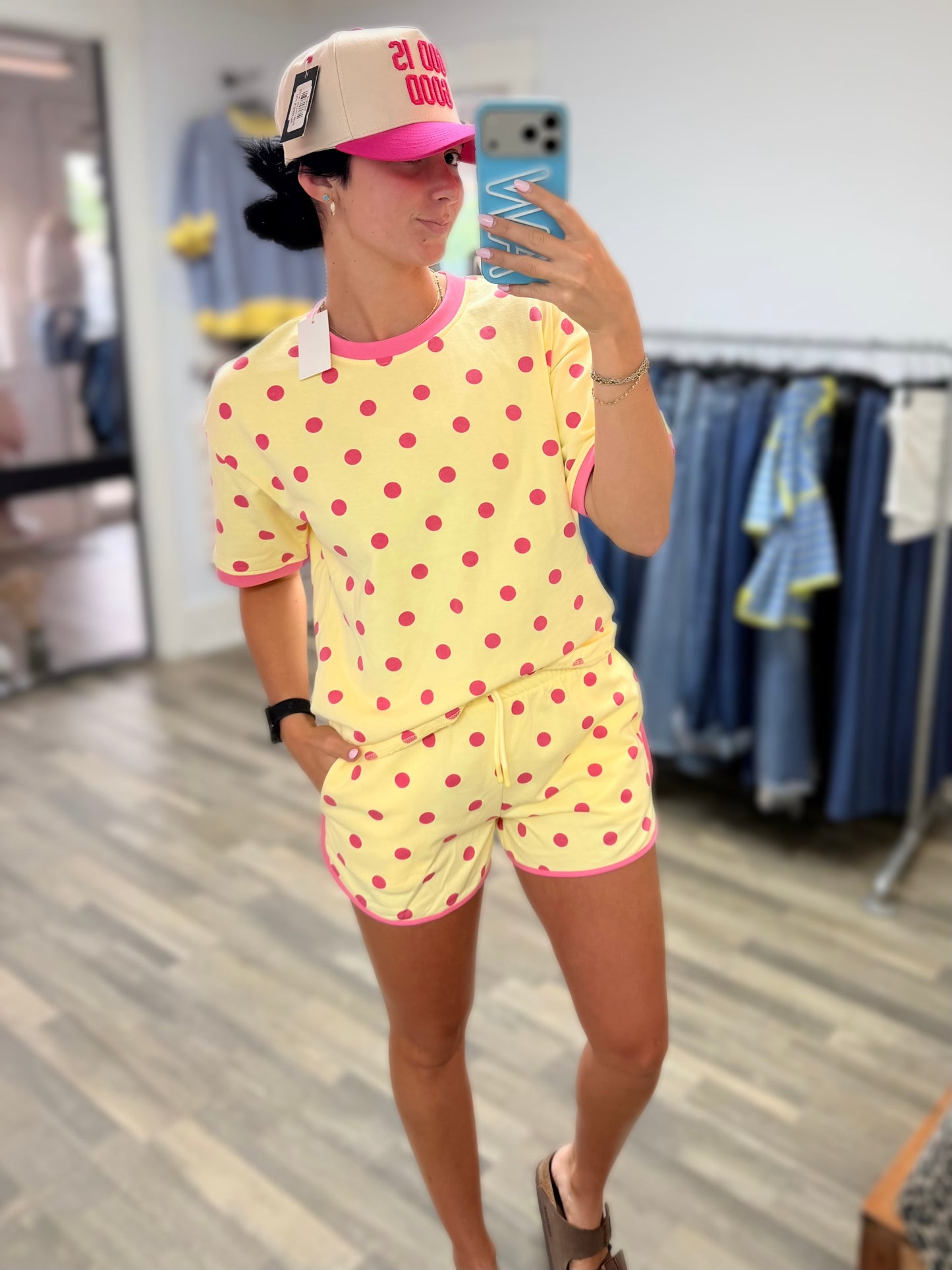 Yellow/Pink Polka Dot Lounge Set