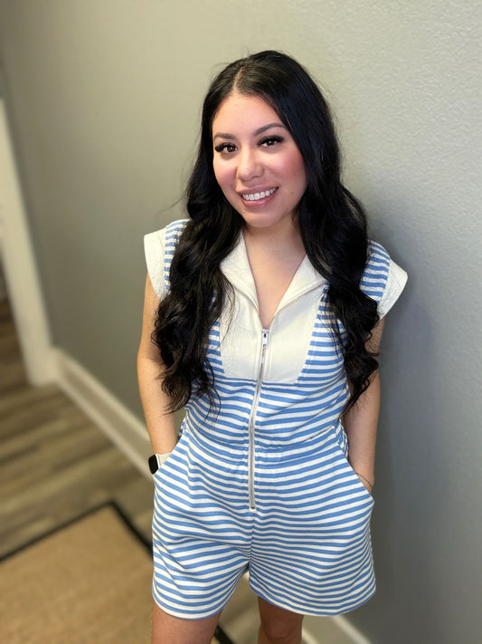 Blue Striped Romper