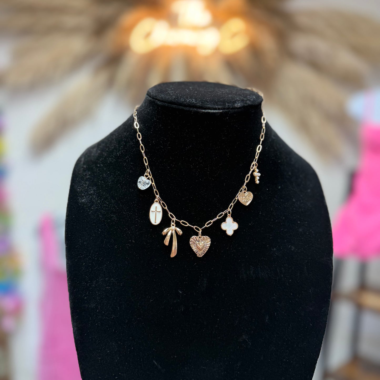 Clover Cross Heart Necklace
