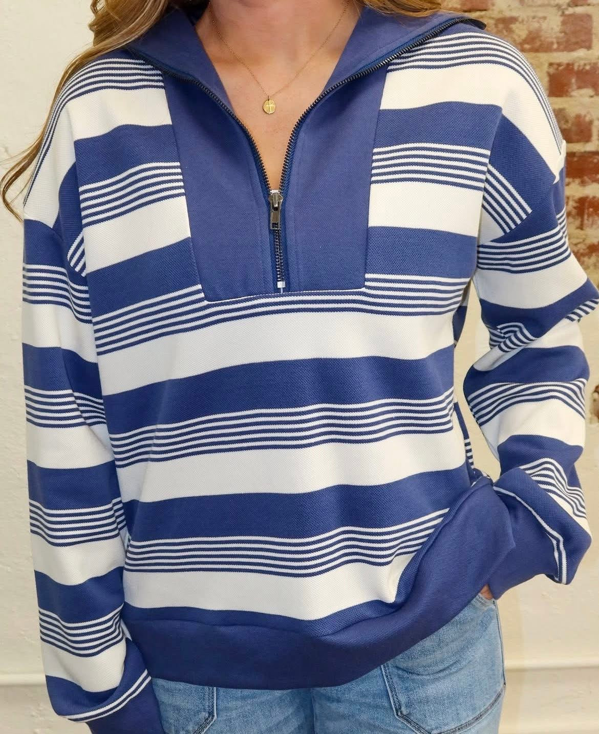 Denim Striped Sweater