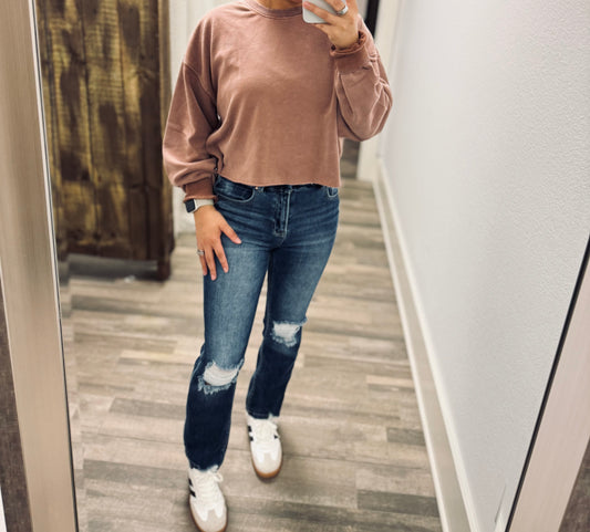 Chestnut Cropped Sweatshirt