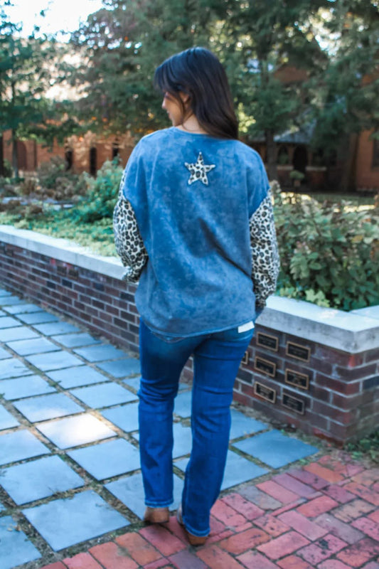 Blue Leopard Sweater