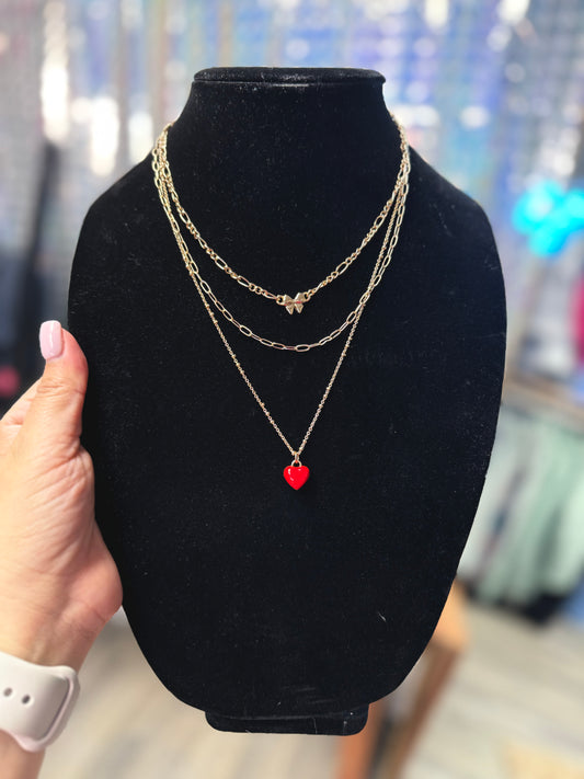 Butterfly Heart Charm Necklace