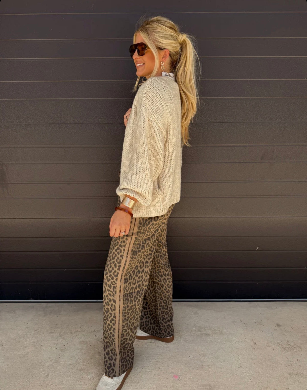 Mocha Leopard & Stripe Pants