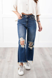 Distressed Knee Cropped Pants