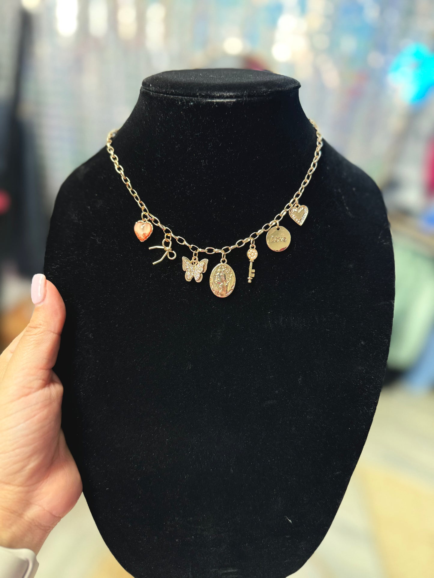 Bow Butterfly Charm Necklace