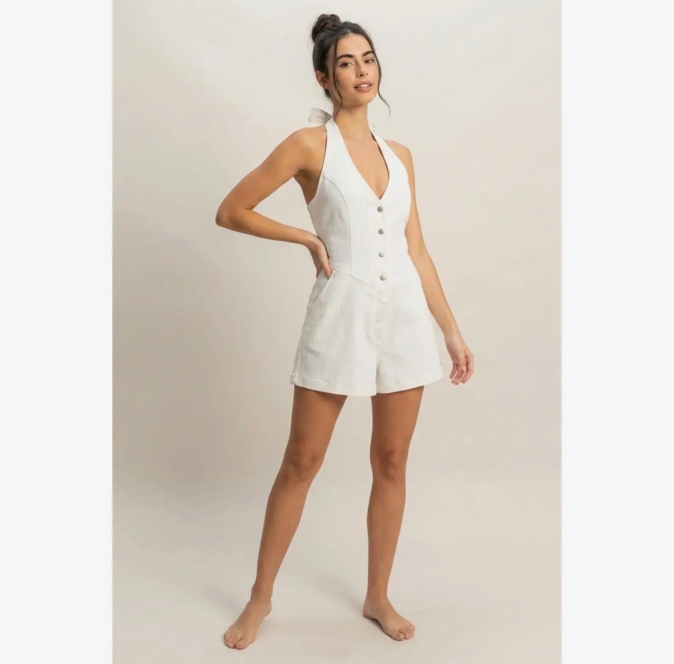 Denim Halter Romper