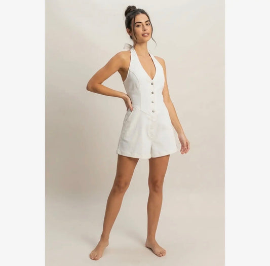 Denim Halter Romper