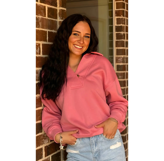 Long Sleeve Collared Sweatshirt