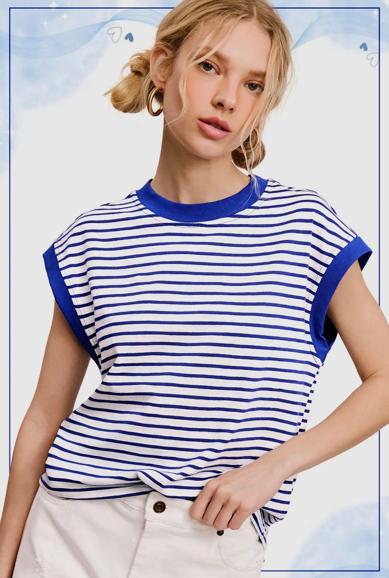 Royal Cap Sleeve Striped Top
