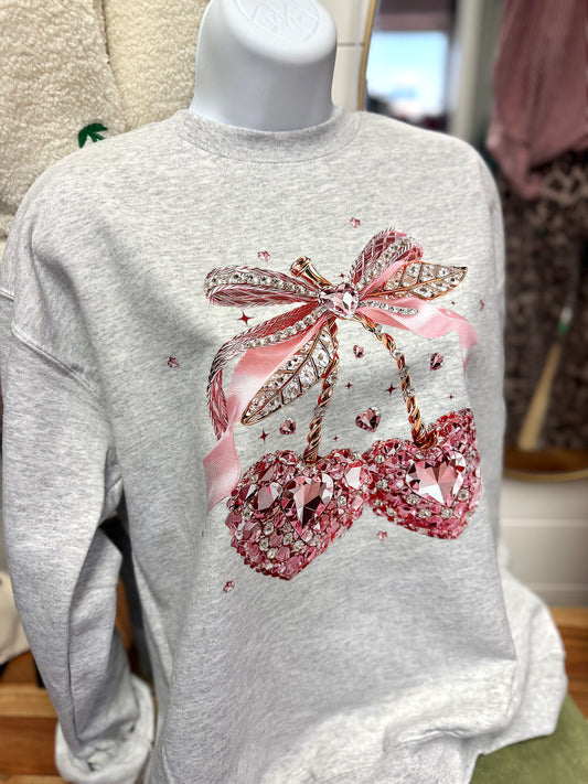 Cherry Hearts Bling Sweater