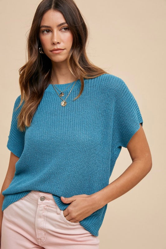Teal Blue Sweater Top