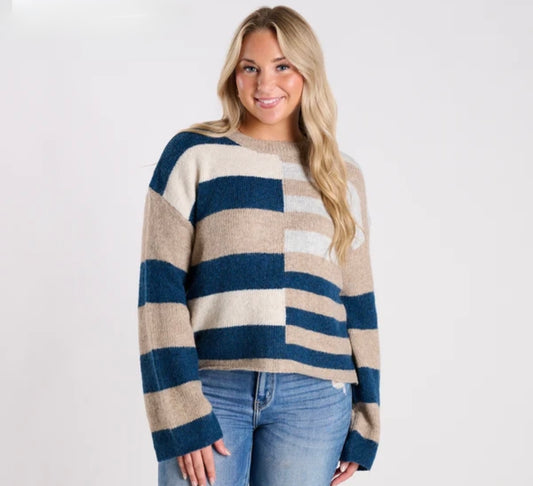 Teal Block Sweater