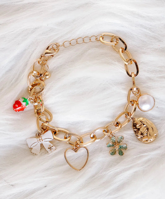 Strawberry Pearl Charm Bracelet